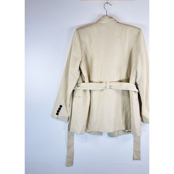 NWT ba&sh Blazer Beige Abby Jacket Belted Peak Lapel Long Sleeve 3 US Large - Picture 8 of 11